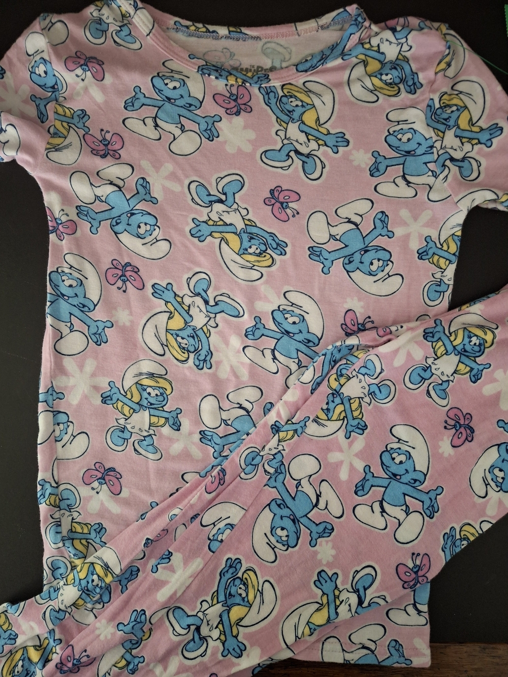 Girls' Pink Smurf Print Pajama Set